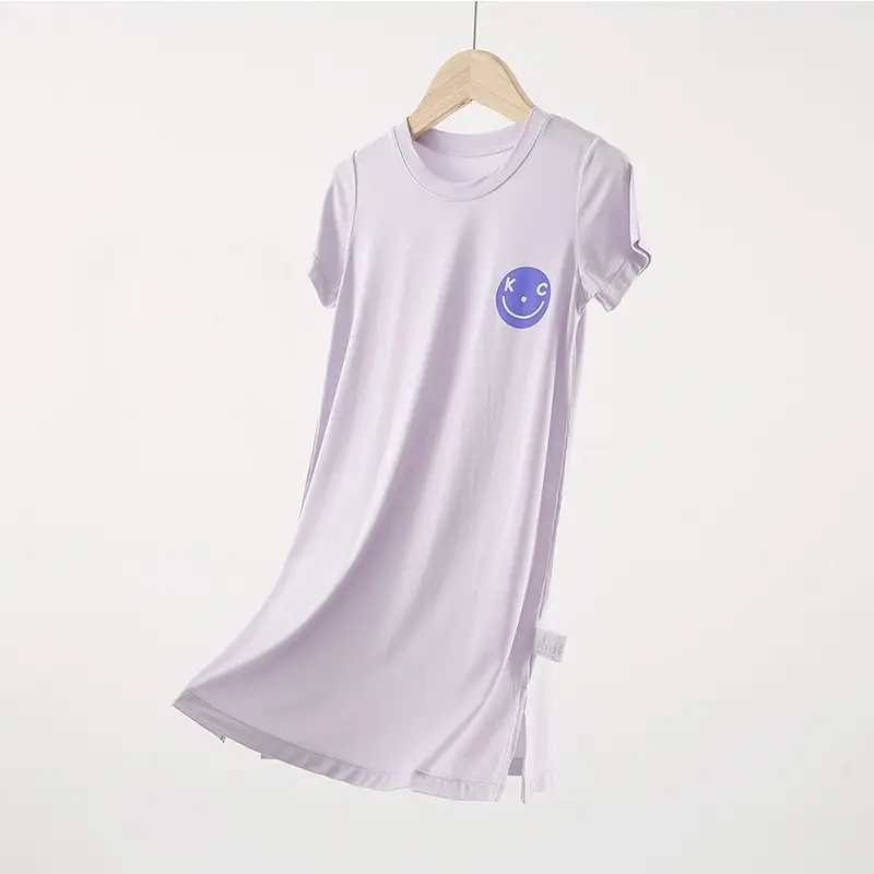 Strict Selection of Girls' Nightgown 60 Modal Summer Children's Treasure Short-sleeved Home Clothes Princess Style Children's Pajamas