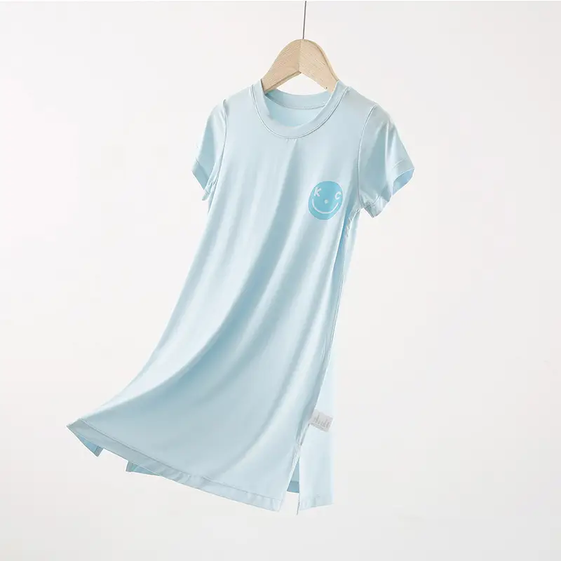 Strict Selection of Girls' Nightgown 60 Modal Summer Children's Treasure Short-sleeved Home Clothes Princess Style Children's Pajamas