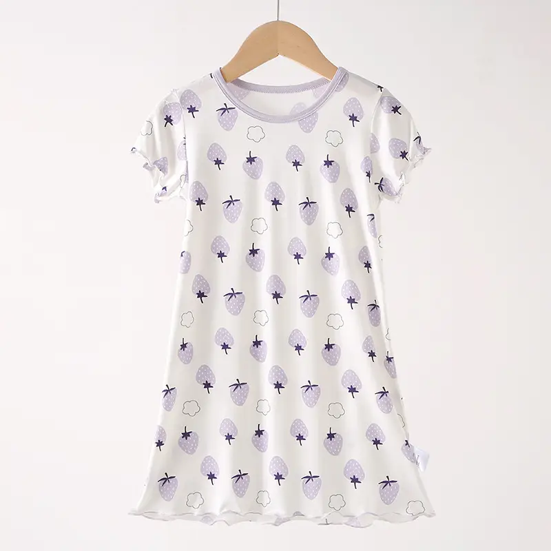 Strict Selection of Girls' Nightgown 60 Modal Summer Children's Treasure Short-sleeved Home Clothes Princess Style Children's Pajamas