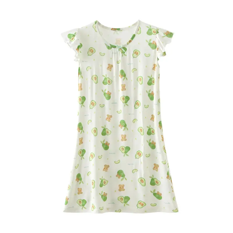 Strict Selection of Girls' Nightgown 60 Modal Summer Children's Treasure Short-sleeved Home Clothes Princess Style Children's Pajamas