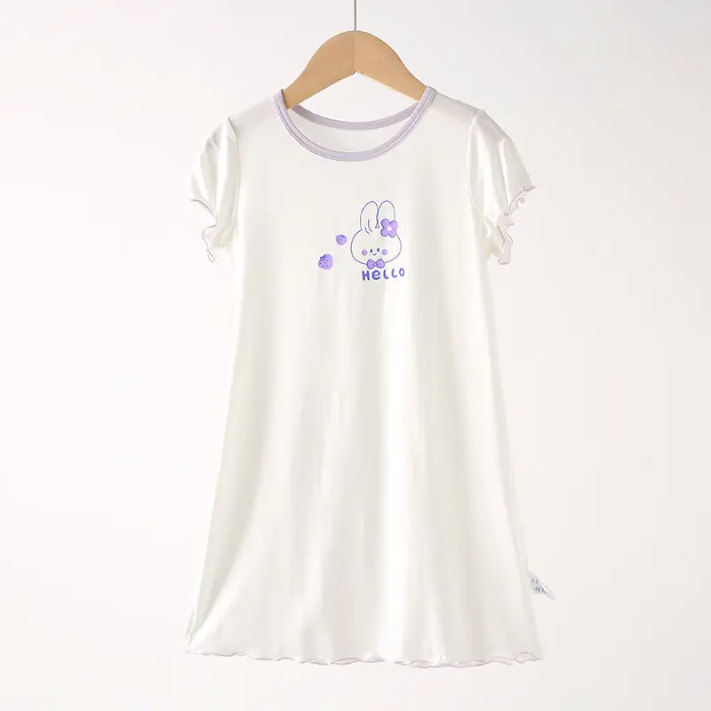 Strict Selection of Girls' Nightgown 60 Modal Summer Children's Treasure Short-sleeved Home Clothes Princess Style Children's Pajamas