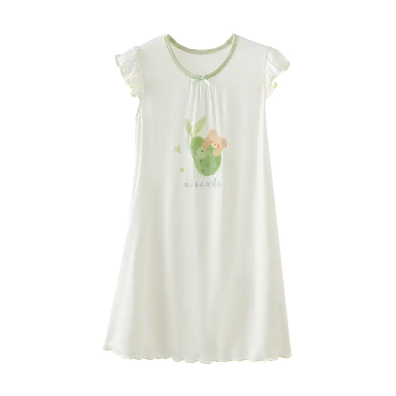 Strict Selection of Girls' Nightgown 60 Modal Summer Children's Treasure Short-sleeved Home Clothes Princess Style Children's Pajamas