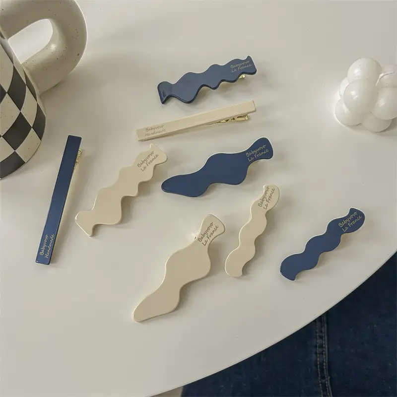 Blue & White Duckbill Hair Clip for Women