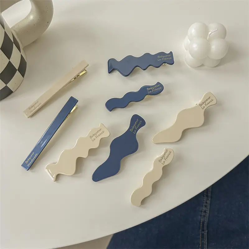 Blue & White Duckbill Hair Clip for Women