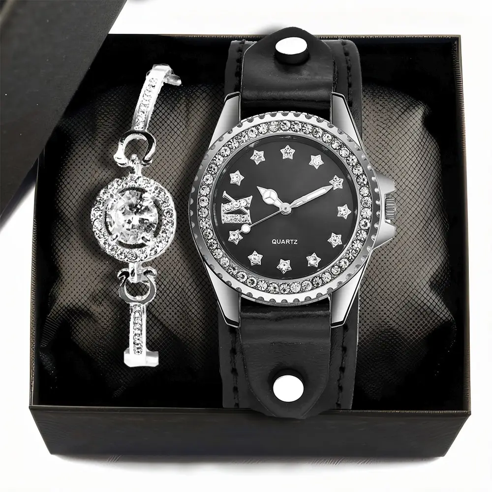 Diamond Watch & Bracelet Set for Women