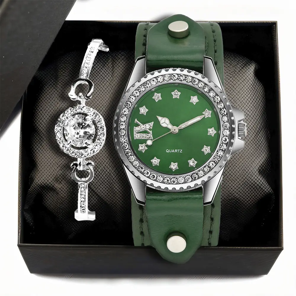 Diamond Watch & Bracelet Set for Women