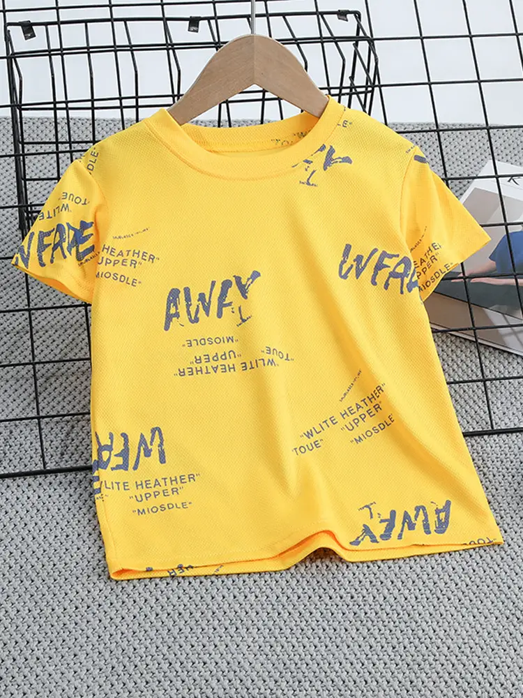 Yellow Printed Kids T-Shirt Summer Wear - Image 19