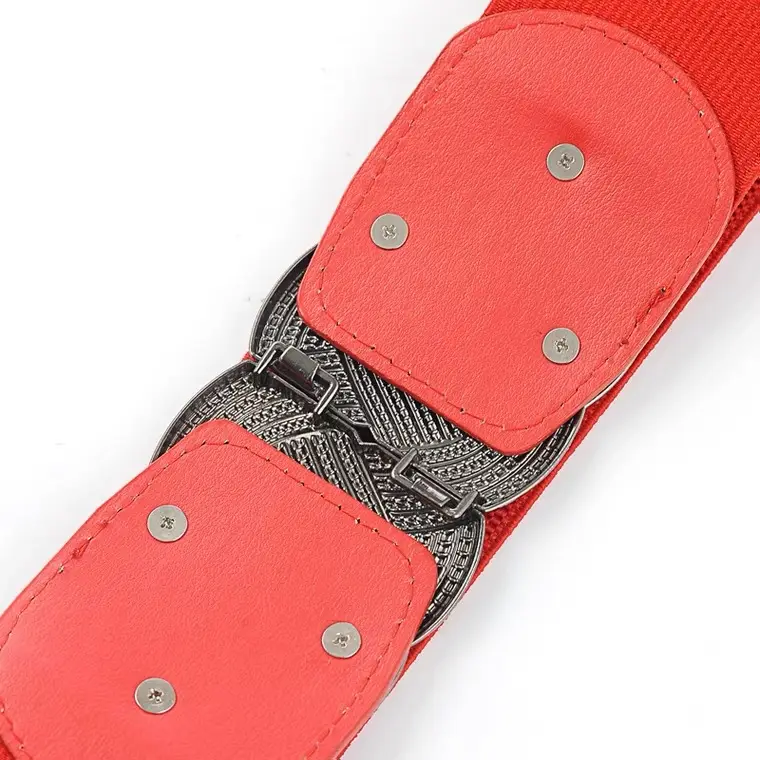 Women's Brown Leather Belt with Embroidered Buckle - Image 8