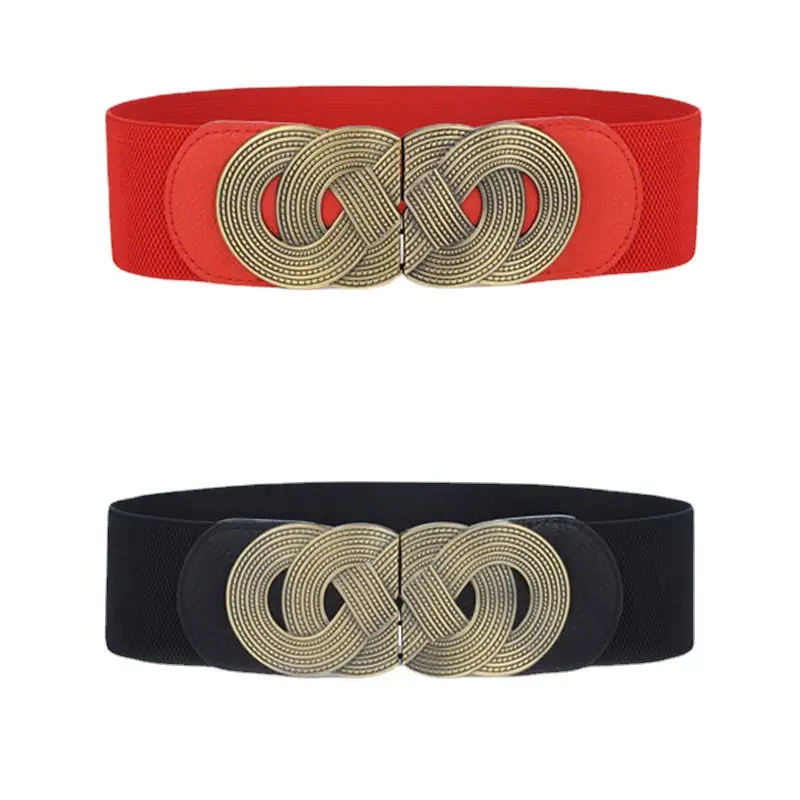 Women's Brown Leather Belt with Embroidered Buckle - Image 9