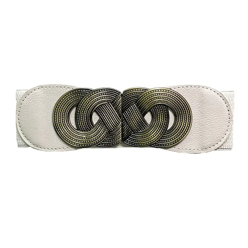 Women's Brown Leather Belt with Embroidered Buckle - Image 4