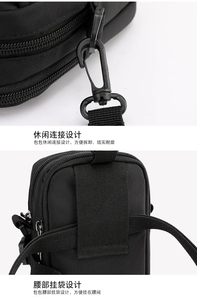 Men's Oxford Cloth Shoulder Bag Black Multifunctional — feature 22