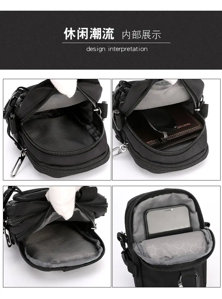 Men's Oxford Cloth Shoulder Bag Black Multifunctional — feature 24