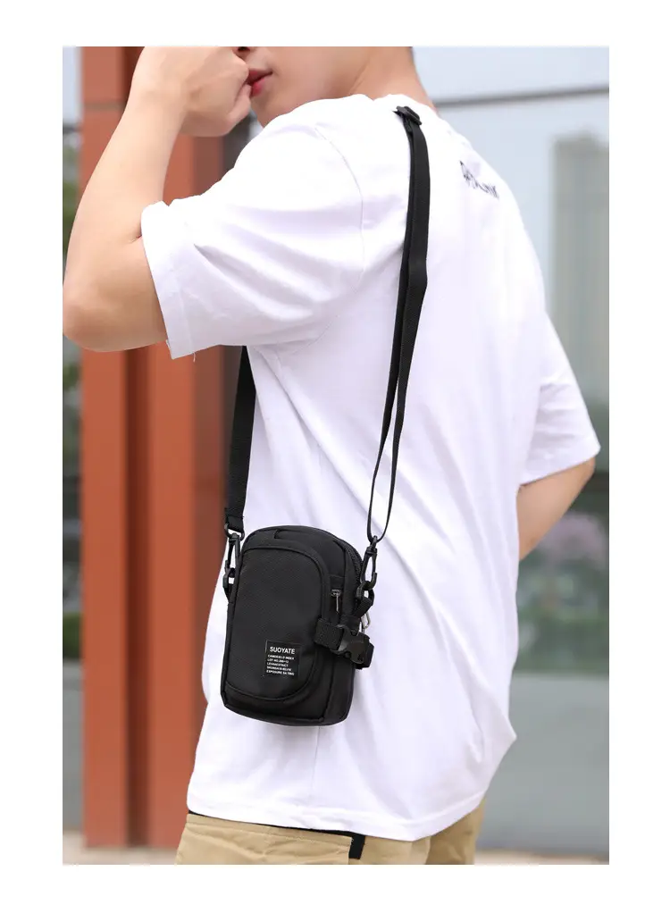 Men's Oxford Cloth Shoulder Bag Black Multifunctional — feature 25
