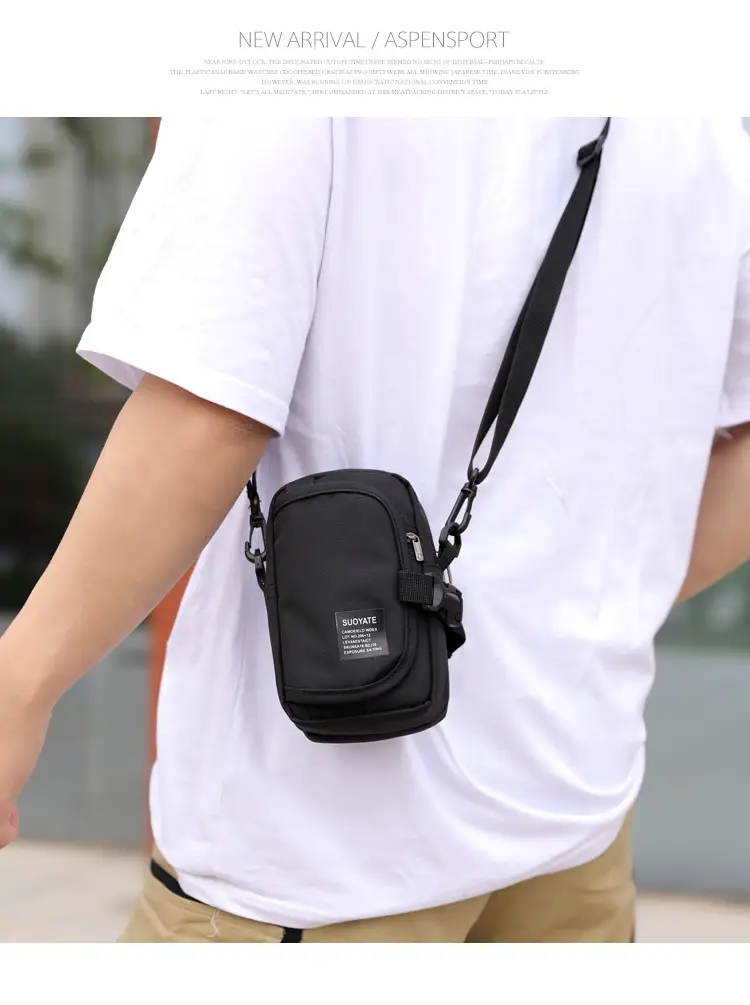 Men's Oxford Cloth Shoulder Bag Black Multifunctional — feature 26