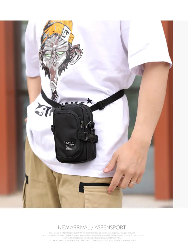 Men's Oxford Cloth Shoulder Bag Black Multifunctional — feature 27