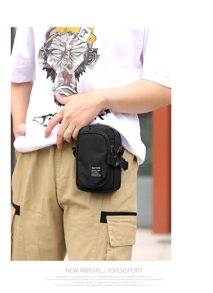 Men's Oxford Cloth Shoulder Bag Black Multifunctional — feature 28