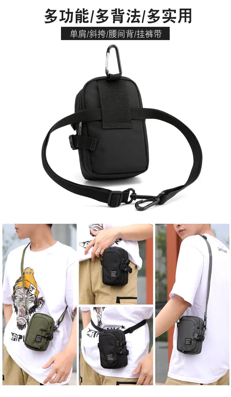 Men's Oxford Cloth Shoulder Bag Black Multifunctional — feature 5