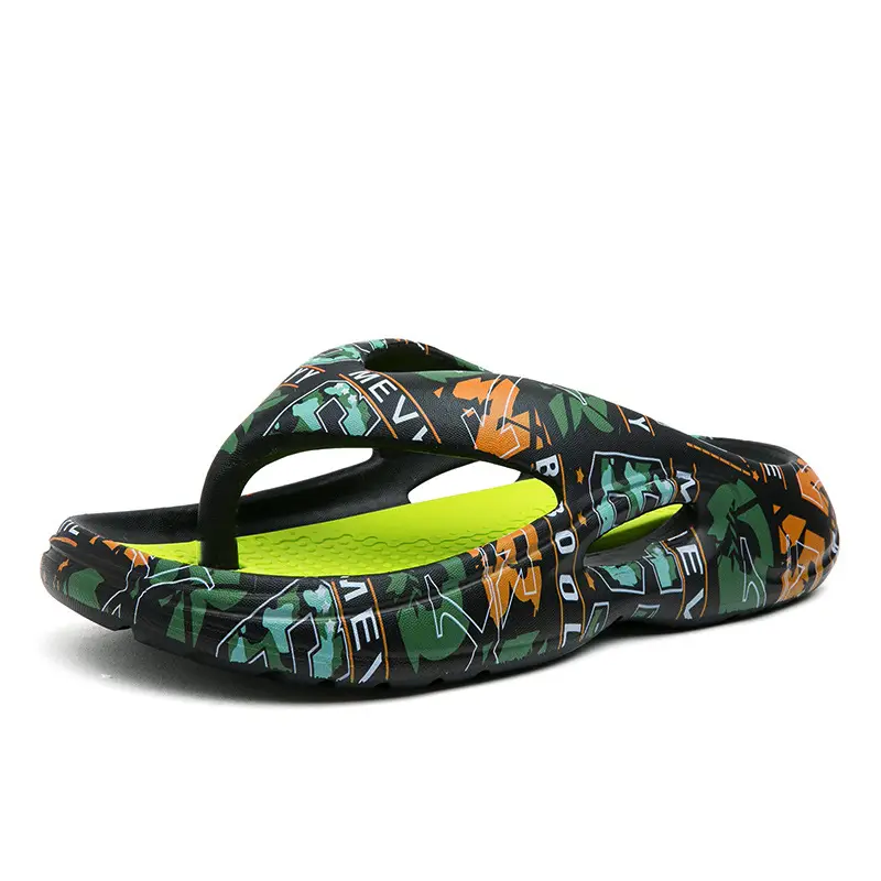 Men EVA Thick Soled Flip Flops Green White