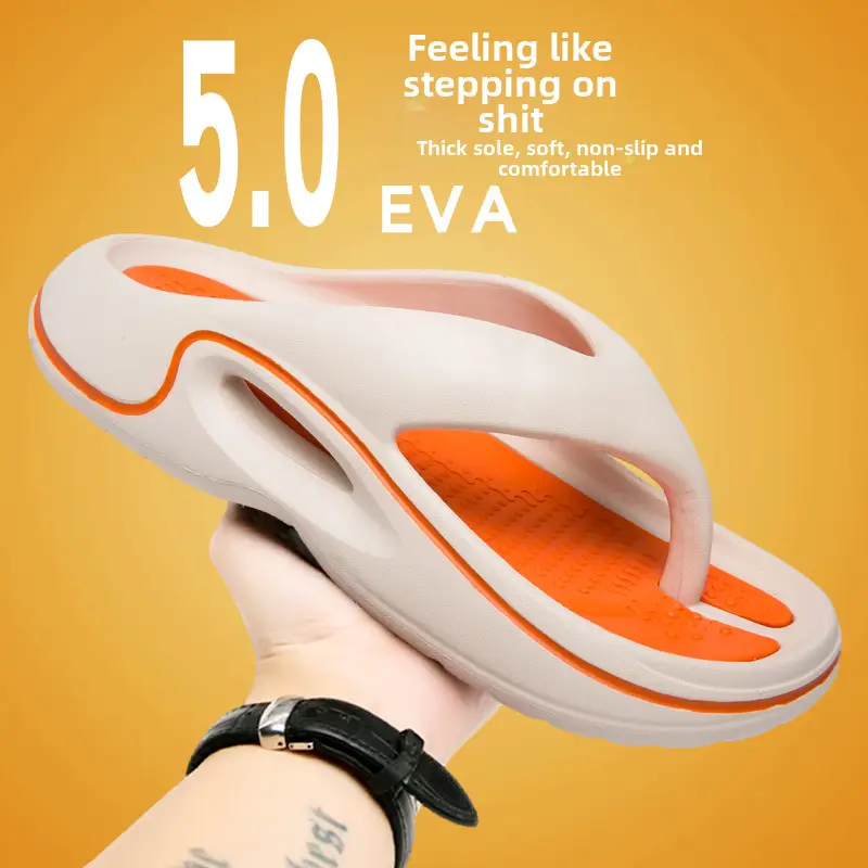 Men EVA Thick Soled Flip Flops Green White