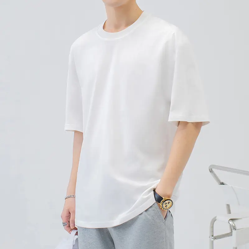 New Summer Pure Cotton Men T-Shirt Loose Fit Breathable - Image 2