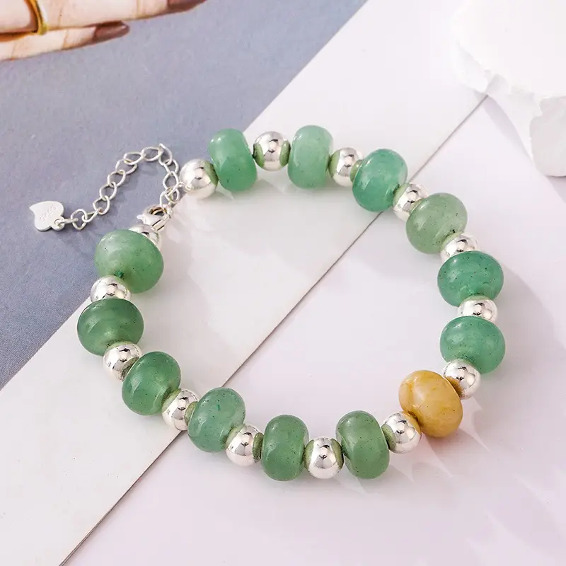 Aventurine Bracelet Pure Silver S925 Vintage Niche Women's Jewelry Dazzling Light Luxury Jade - Image 3