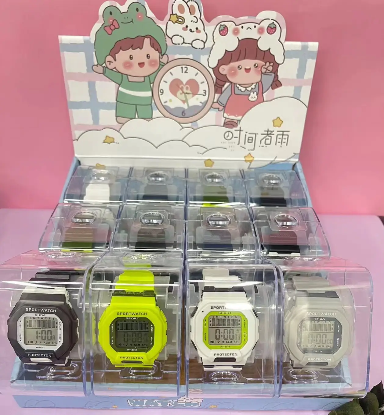 Women's Time Rain Electronic Watch with Chain Strap & Badge — feature 2