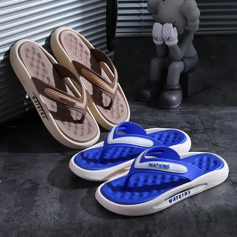 Summer Non-Slip Men's Flip Flops Blue White
