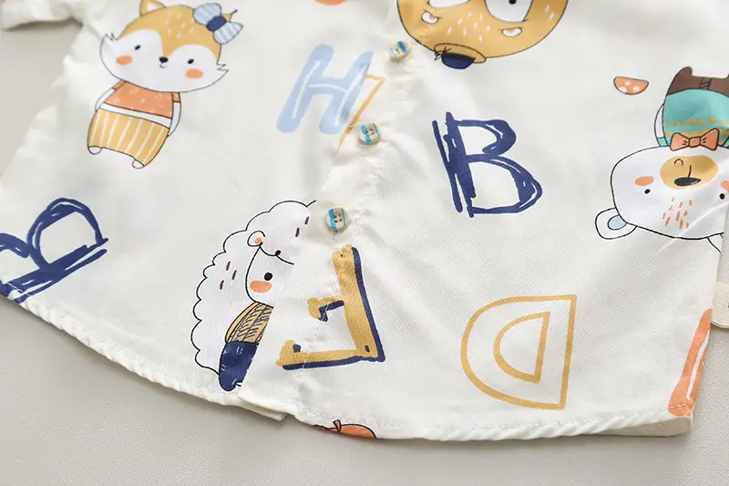 Kids Cotton T-Shirt Shorts Set Summer Blue Brown — feature 12