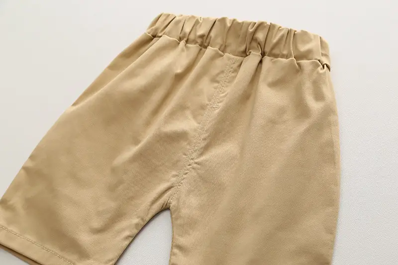 Kids Cotton T-Shirt Shorts Set Summer Blue Brown — feature 18