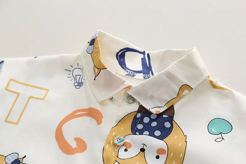 Kids Cotton T-Shirt Shorts Set Summer Blue Brown — feature 9