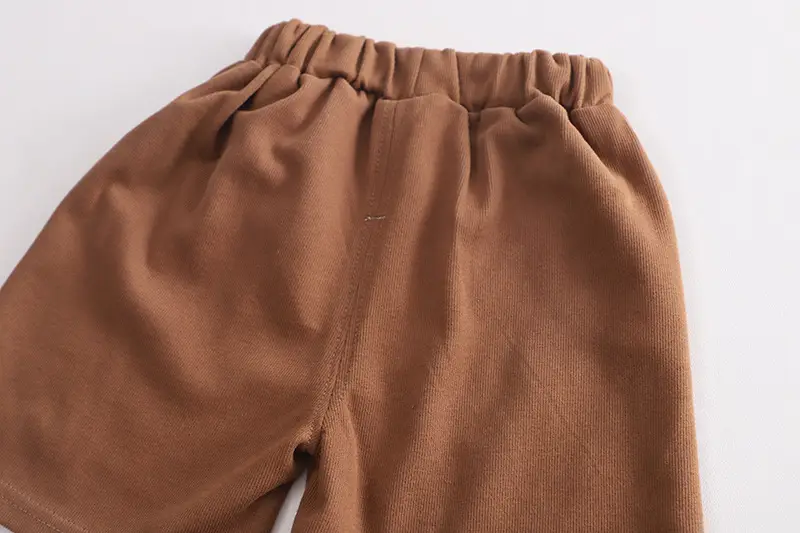 Brown Striped Cotton Shorts Suit for Boys Summer — feature 15