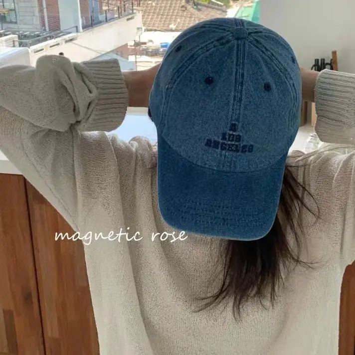 Washed Grey Cowboy Cap with English Letter Embroidery - Image 9