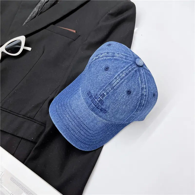 Washed Grey Cowboy Cap with English Letter Embroidery - Image 2