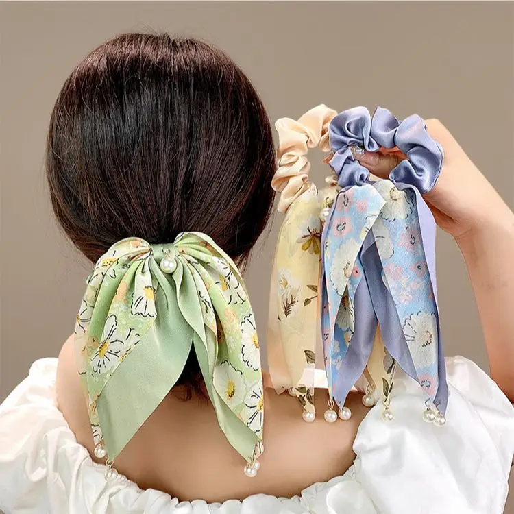 Women's Floral Bow Hair Ties for Summer - Image 5