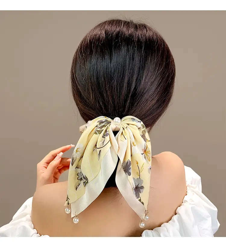 帮手描述图:气质蝴蝶结头绳夏季发带女绑发扎马尾飘带发绳大肠发