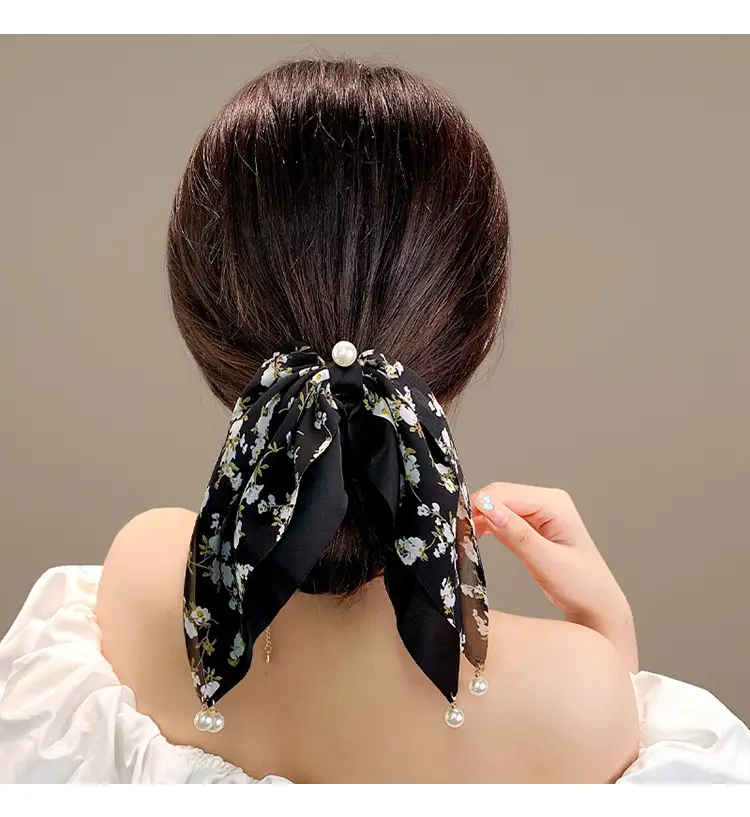 帮手描述图:气质蝴蝶结头绳夏季发带女绑发扎马尾飘带发绳大肠发