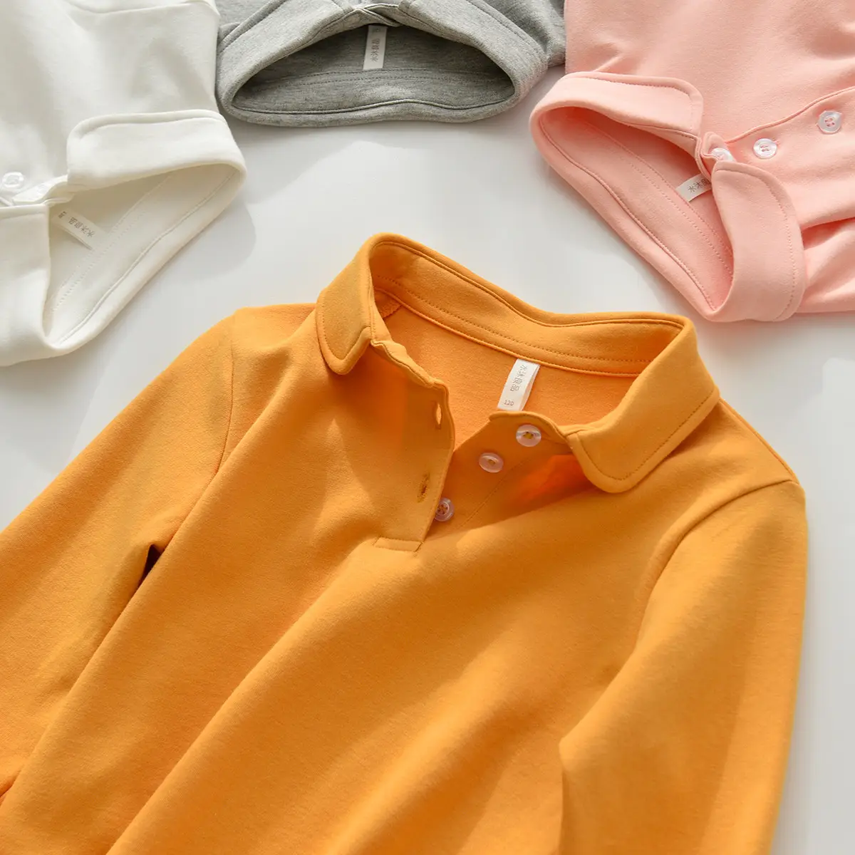 Children's Cotton Polo Shirt Solid Color Spring Autumn - Image 6