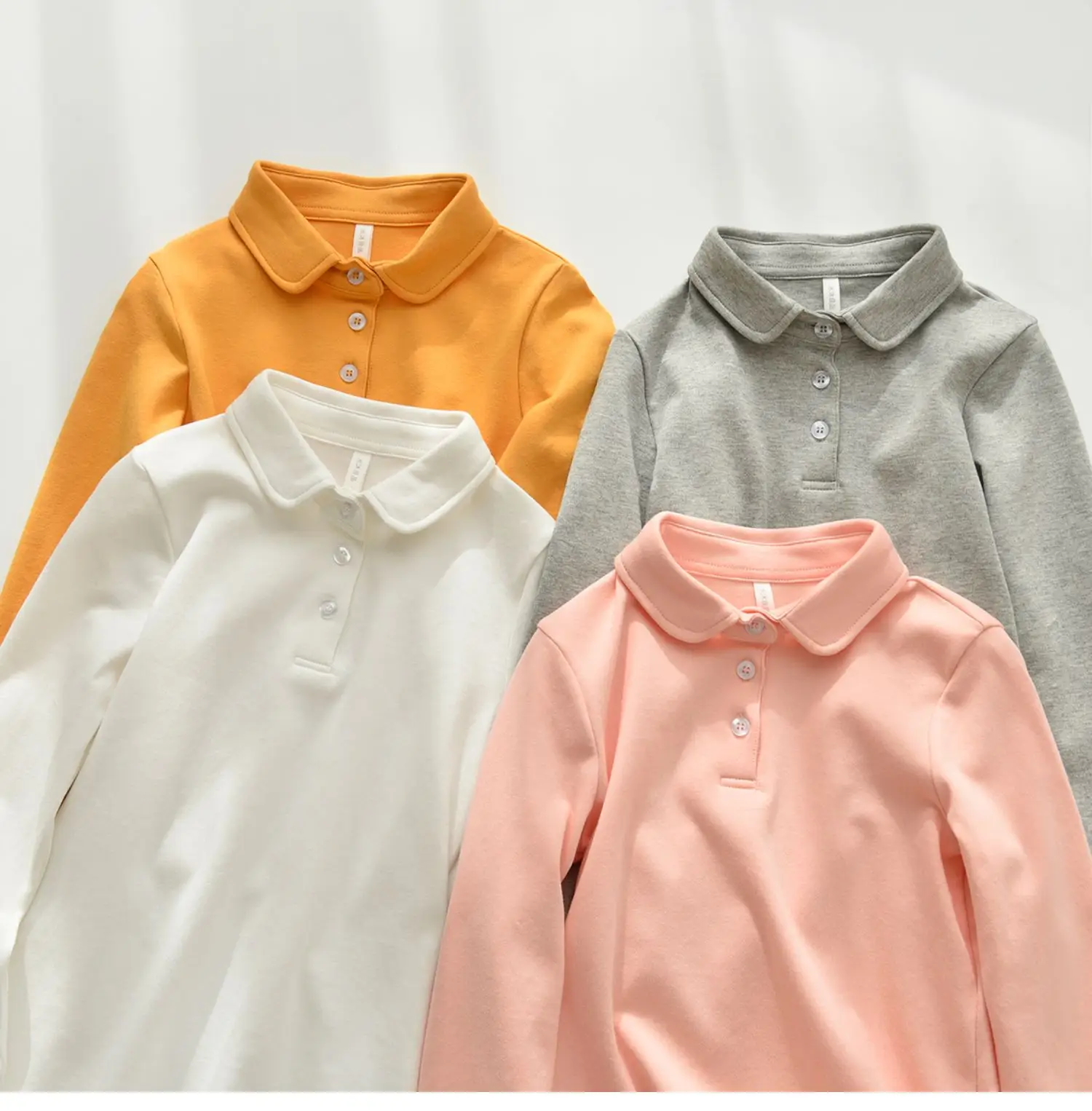Children's Cotton Polo Shirt Solid Color Spring Autumn — feature 24