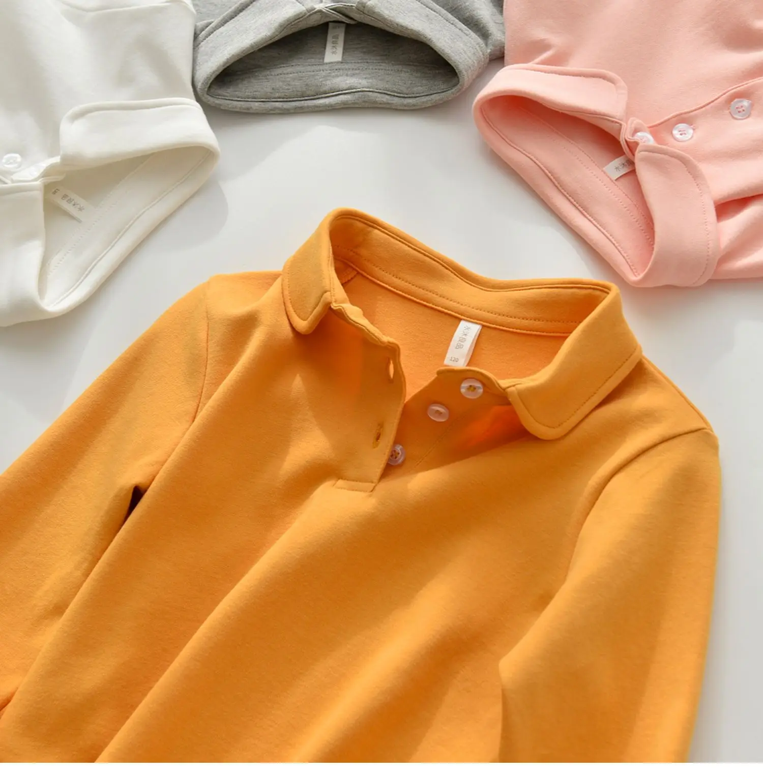 Children's Cotton Polo Shirt Solid Color Spring Autumn — feature 27