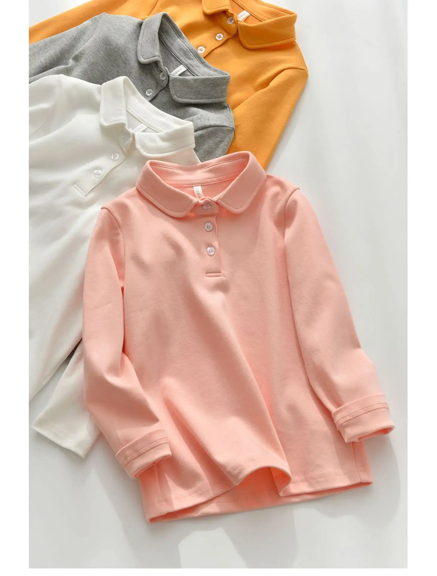 Children's Cotton Polo Shirt Solid Color Spring Autumn — feature 28