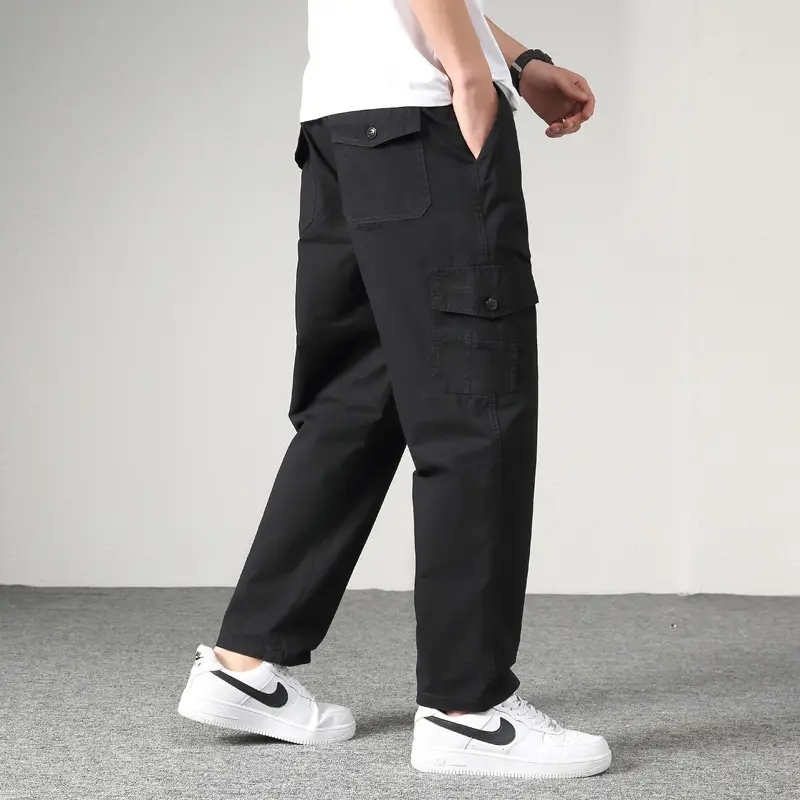 Men's Plus Size Black Casual Pants Spring Autumn