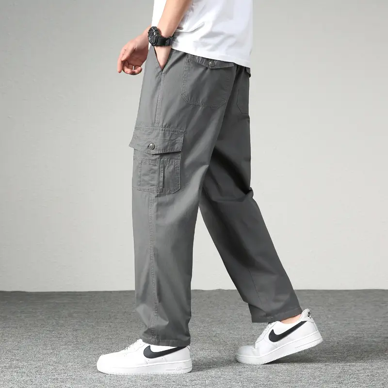 Men's Plus Size Black Casual Pants Spring Autumn