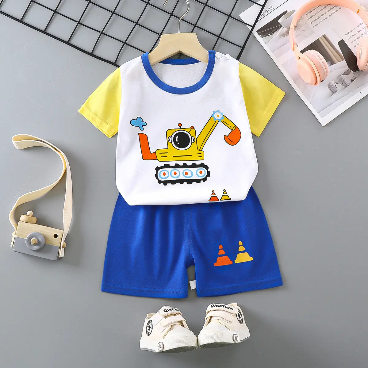 Girls Cotton Short Sleeve T-Shirt & Shorts Set Pink
