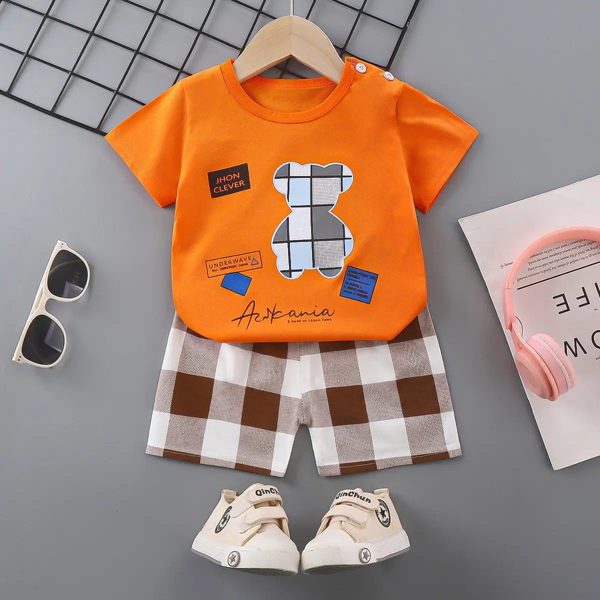Girls Cotton Short Sleeve T-Shirt & Shorts Set Pink