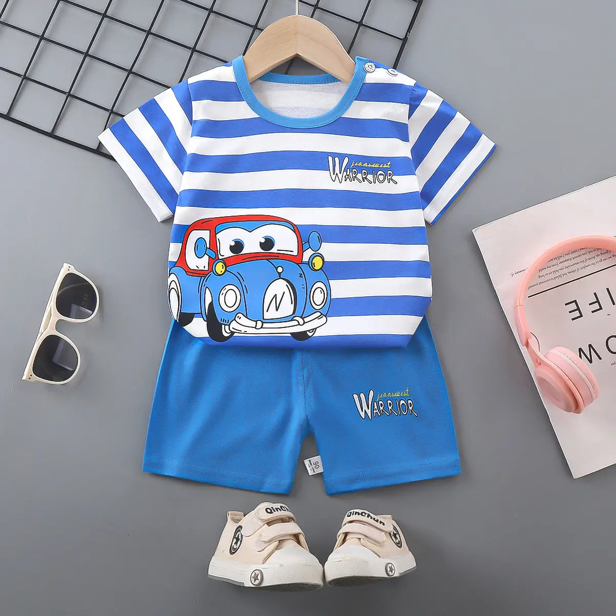Girls Cotton Short Sleeve T-Shirt & Shorts Set Pink