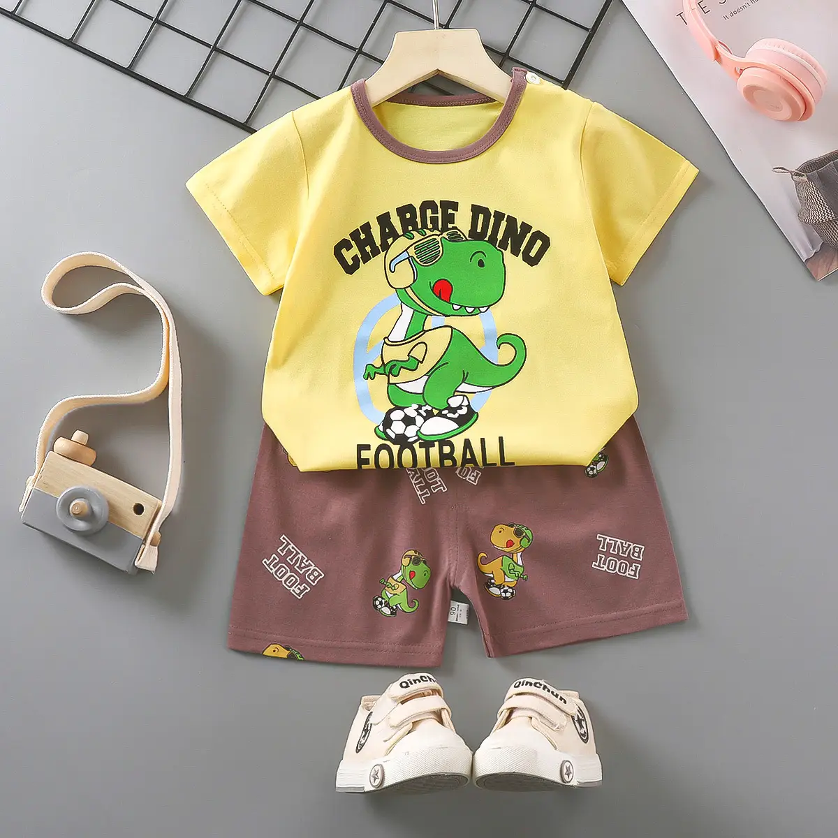 Girls Cotton Short Sleeve T-Shirt & Shorts Set Pink