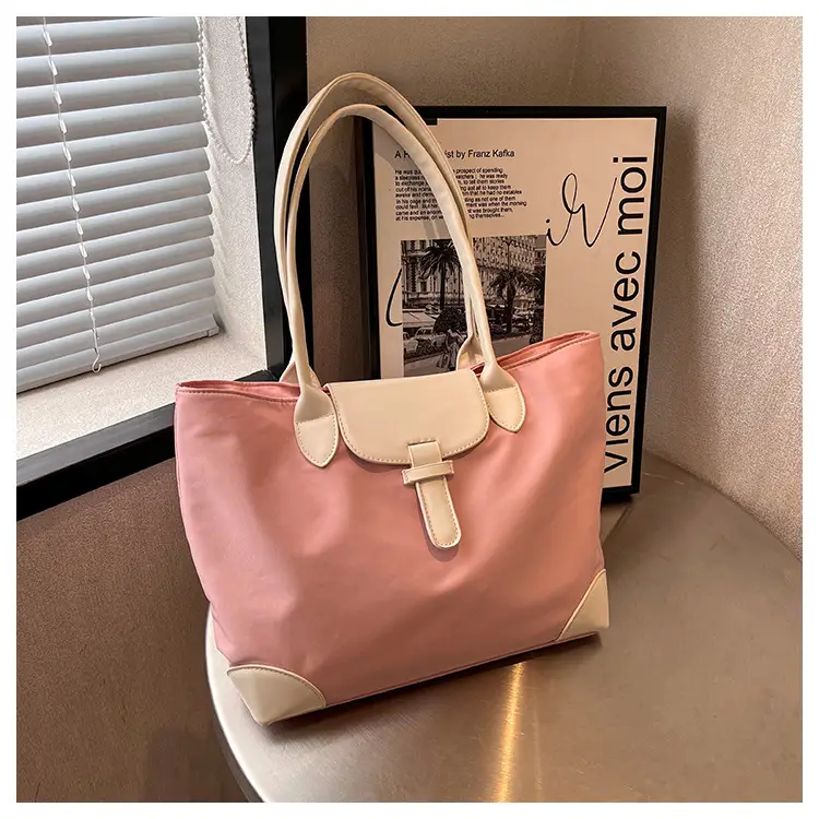 Women's Large Capacity Shoulder Bag Cream Brown Leather — feature 22