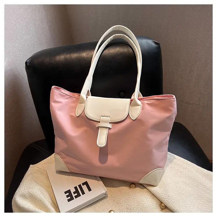 Women's Large Capacity Shoulder Bag Cream Brown Leather — feature 23