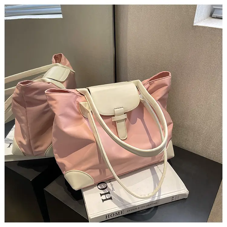 Women's Large Capacity Shoulder Bag Cream Brown Leather — feature 24