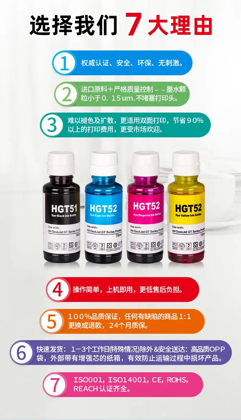 Suitable for Hp Gt51 Gt52 Gt53 Ink Gt5810 310 311 410 Continuous Supply Printer Ink — feature 5